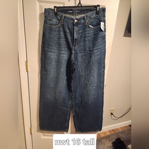 Nwt old navy extra high rise baggy wide leg jeans size 16 tall